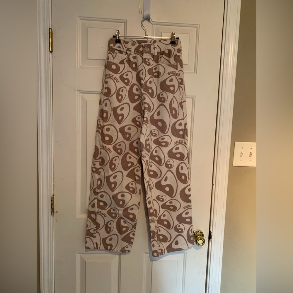SHEKOU Vintage y2k, 90’s Ying Yang jeans